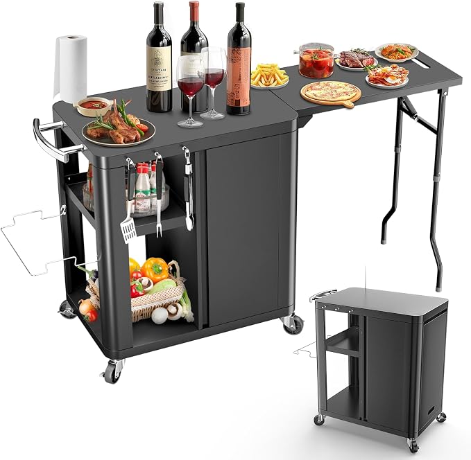 Outdoor Grill Table Cart 57"x24"x35", Outdoor Kitchen Island by Uniflasy