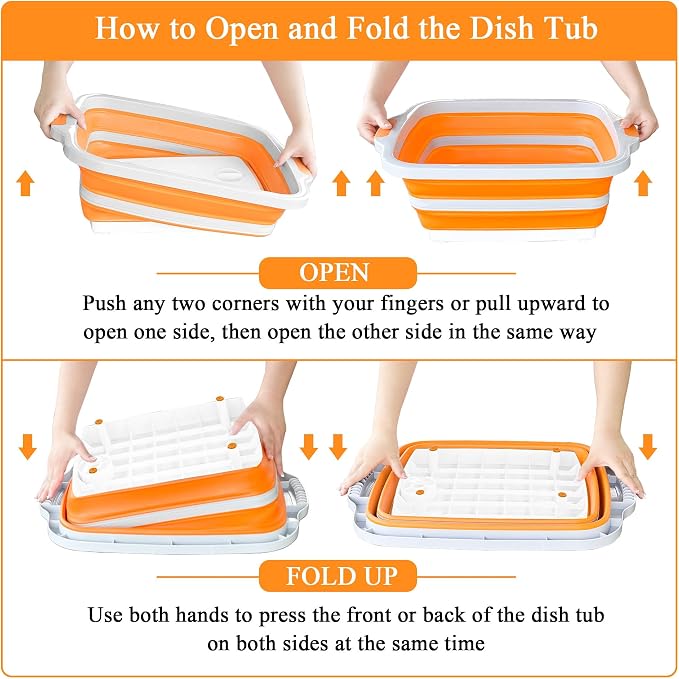 30L Orange & 16L Orange Collapsible BBQ Prep Tub - Image 7