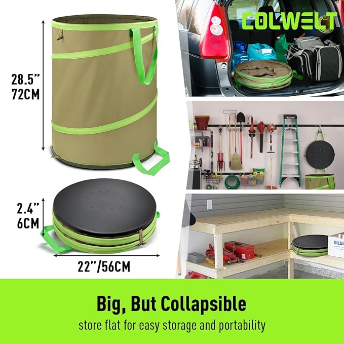 Colwelt Collapsible Garden Bag 47Gallon, Collapsible Leaf Bags - Image 6