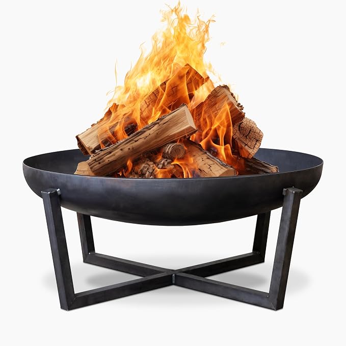 Fire Pit Redwood 39" Outdoor Fire Bowl, Steel Firepit - Image 2