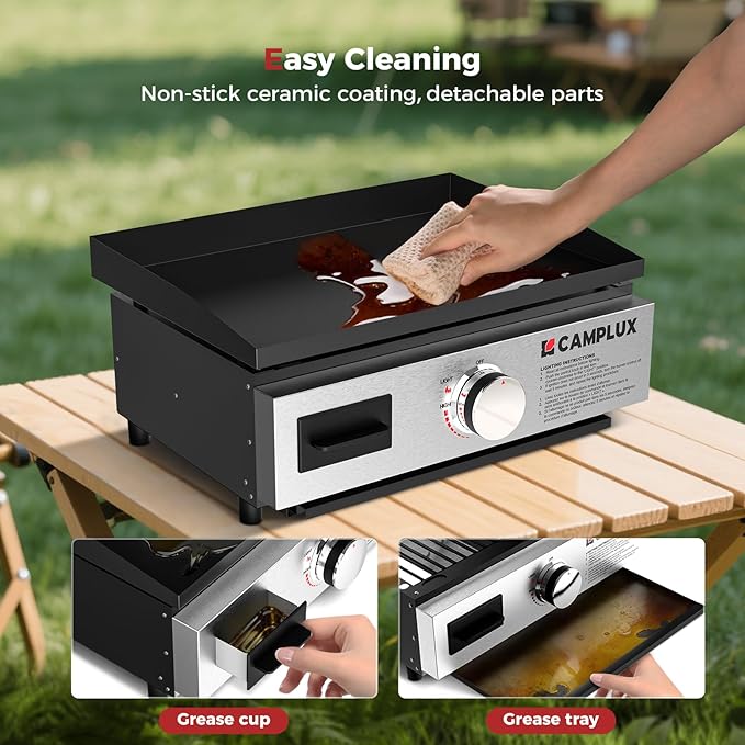 CAMPLUX Propane Gas Griddle Grill Combo 11, 000 BTU, Portable Camping Griddle - Image 4
