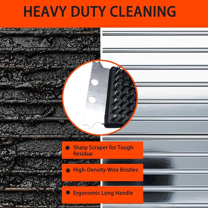 3Pcs Grill Brush for Outdoor Grill Set, Heavy Duty Stainless Steel Grill - Image 4