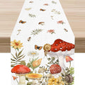 Mushroom Table Runner, Rustic Farmhouse Forest Plants Botanical Wildfloral by Unknown