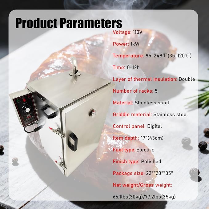 Electric BBQ Meat Smoker Commercial Vertical Digital Side Wood Chip Loader - Image 3