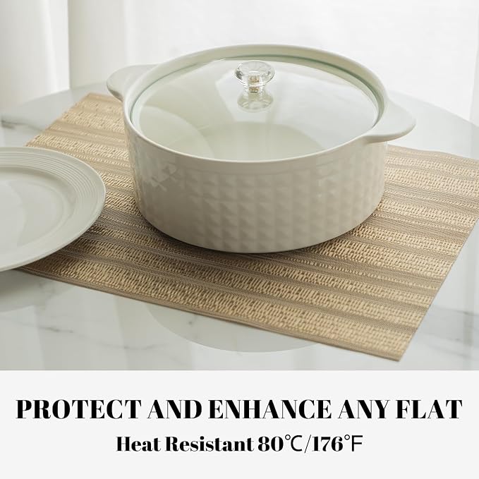 Placemats Set of 6 Vinyl/Plastic Woven Place Mats - Image 5
