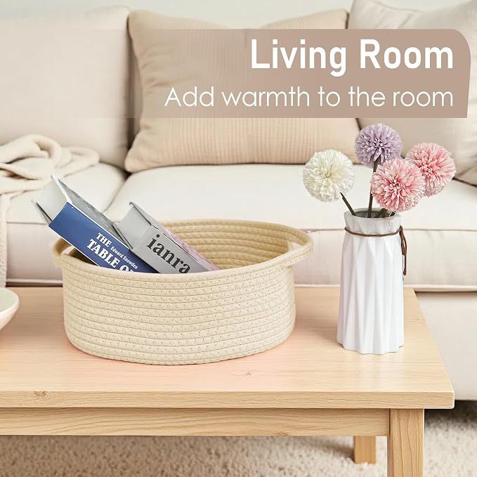 Woven Basket, Small Rope Storage Bin - Image 7