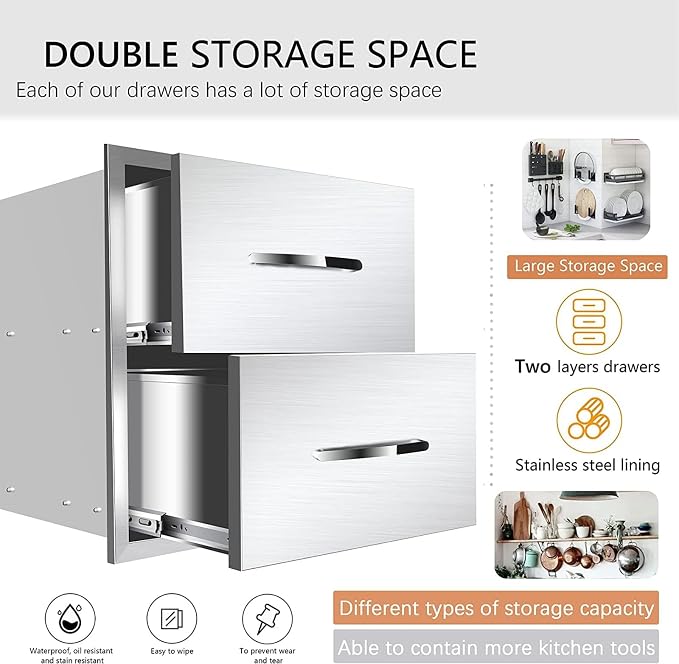 Outdoor Kitchen Drawers, Box Frame Style Flush Mount BBQ Drawer w/Stainless - Image 6