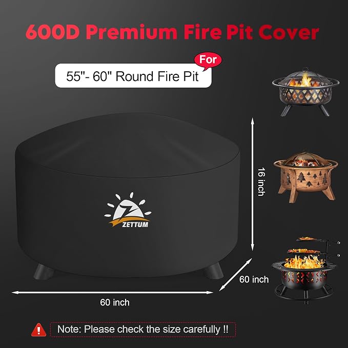 Zettum Fire Pit Cover Round 60 Inch - Image 2