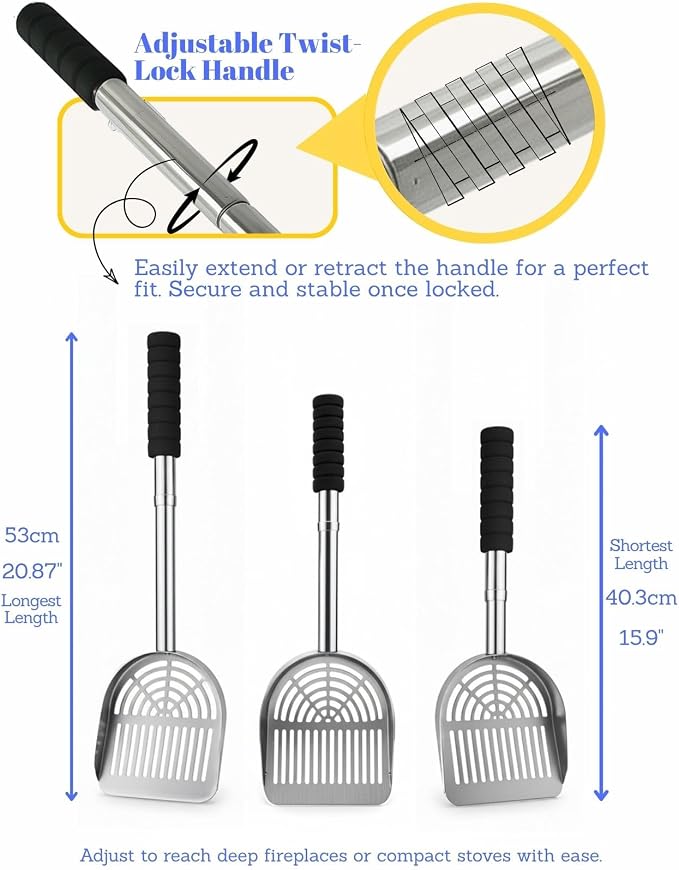 Adjustable Ash Shovel with Sifter, 16–21 Inch Extendable Handle – - Image 3
