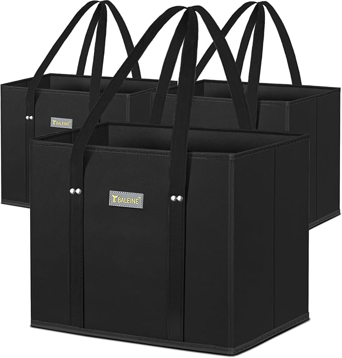 BALEINE 3Pk Reusable Grocery Bags, Foldable Shopping Bags by BALEINE