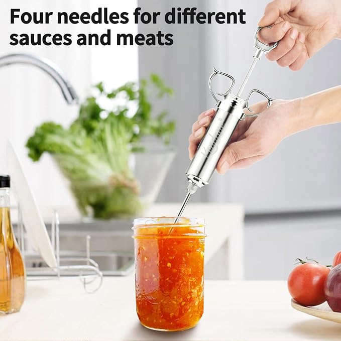 Meat Injector Syringe 2-oz Marinade Flavor Barrel 304 Stainless Steel - Image 5