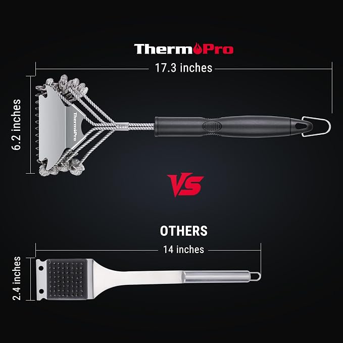 ThermoPro BBQ Grill Brush with Wide Scraper, Bristle-Free Stainless Steel - Image 5