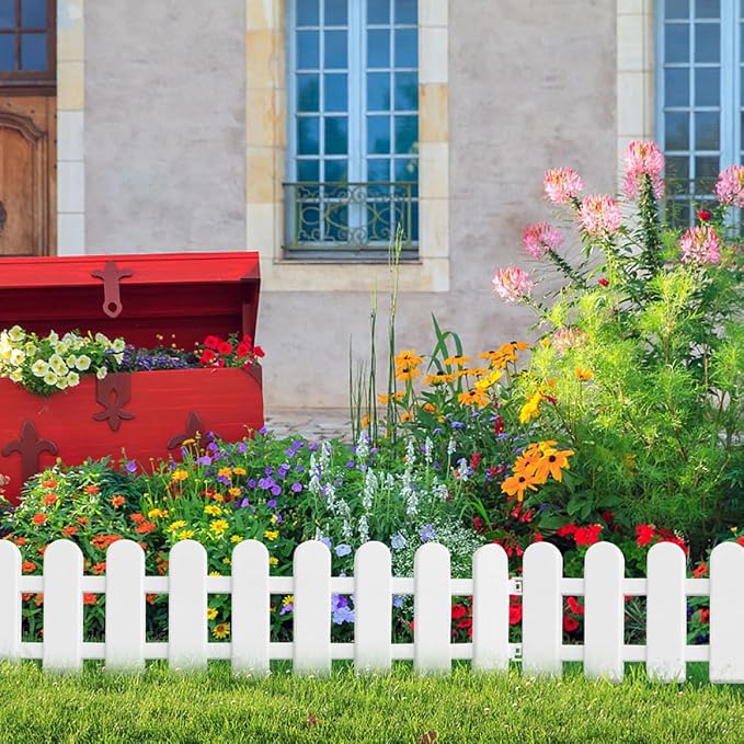 Housoutil 6Pcs Plastic Yard Fence Garden Edging Decorative Picket Fence - Image 5