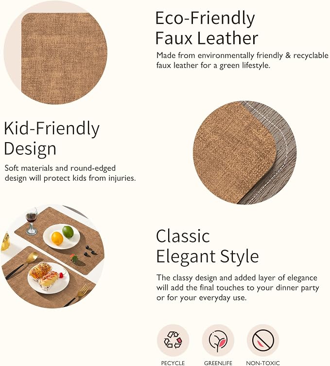 Maxpearl Faux Leather Placemats Set of 4 - Image 5
