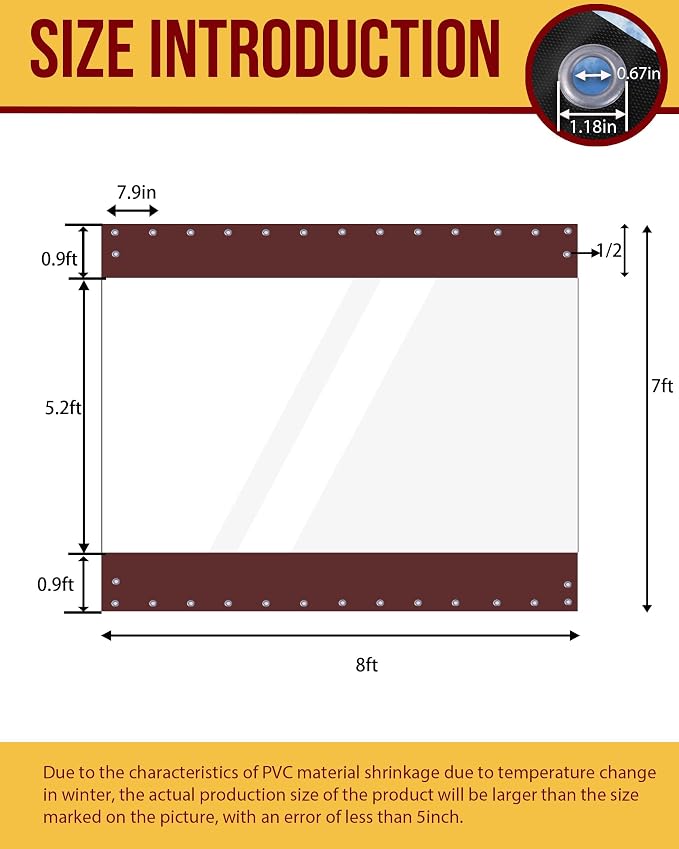FoundGo 7'Hx8'W Vinyl Curtains for Patio, 19oz Outdoor Clear Vinyl Patio - Image 3