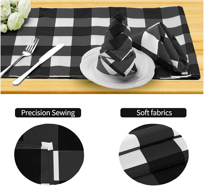 Buffalo Plaid Table Napkins Set of 25 Checkered Cloth Napkins 17x17 inch - Image 3
