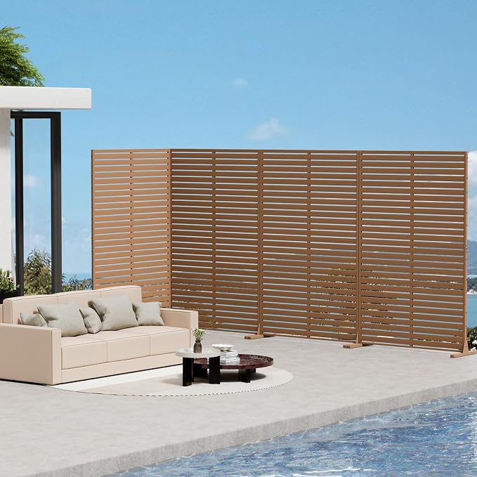 Privacy Fence Screen with Stand 6 Panel 72" H×47" W HDPE Decorative Panels with - Image 2