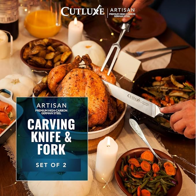 Cutluxe Turkey Carving Knife Set – Carving Fork & Knife - Image 3