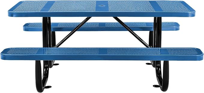 Global Industrial 72" Rectangular Picnic Table, Perforated Metal, Thermoplastic - Image 3