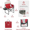 Directors Chair with Side Table and Storage Pockets, Red 2-Pack