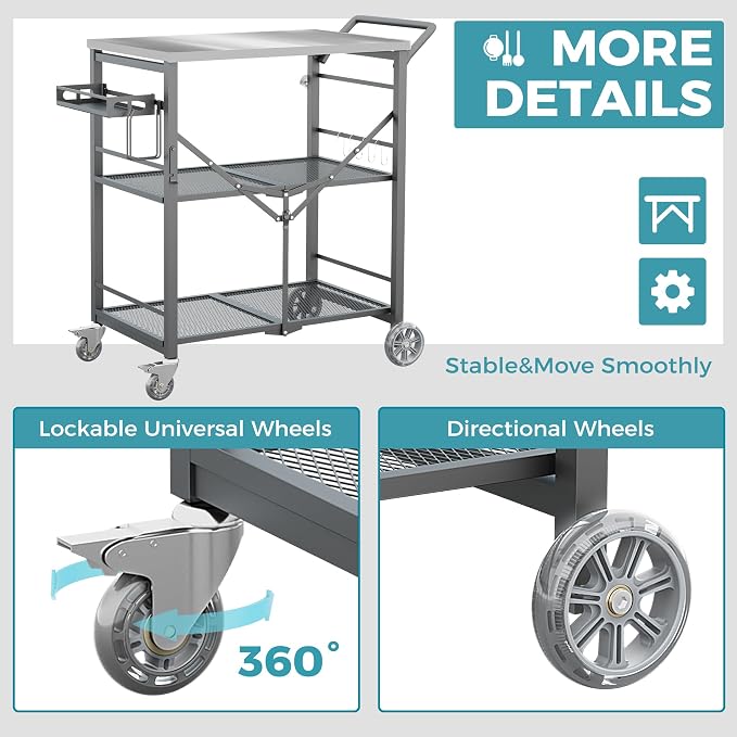 Ciokea Folding Outdoor Grill Cart - Image 5