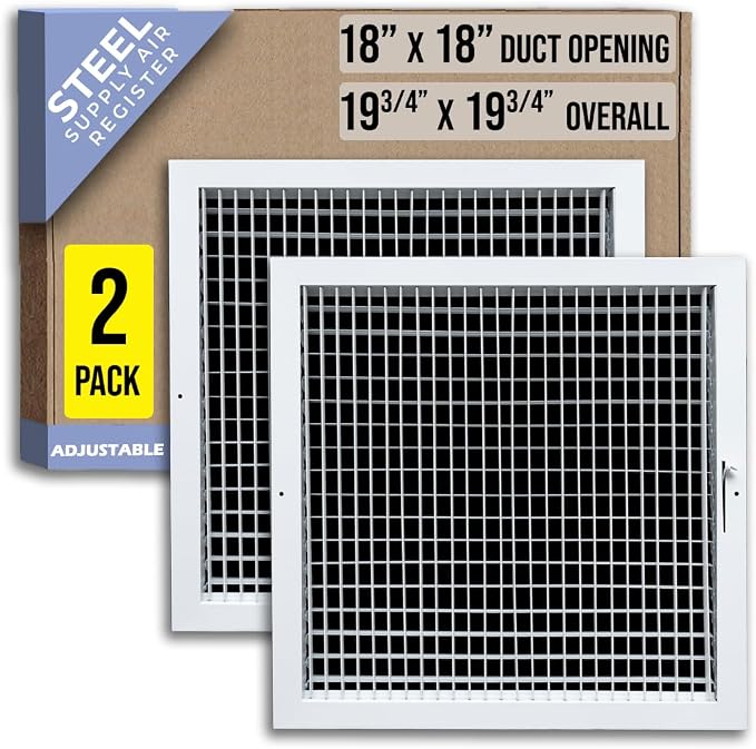 Fits 18x18 Duct Opening Steel Adjustable Air Supply Grille by Handua | Register by Handua