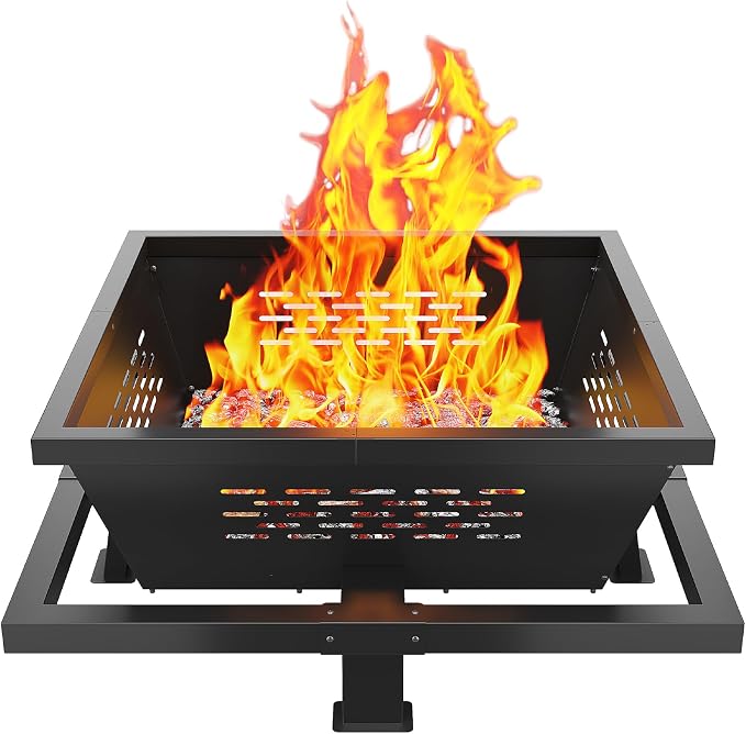 42" Large Fire Pit, Square Outdoor Fire Pit - Image 8