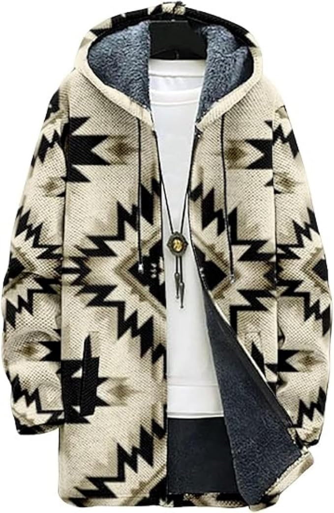 Men's Hooded Sweater Coat Knit Fleece Lined Long Cardigan Jacket by Unknown