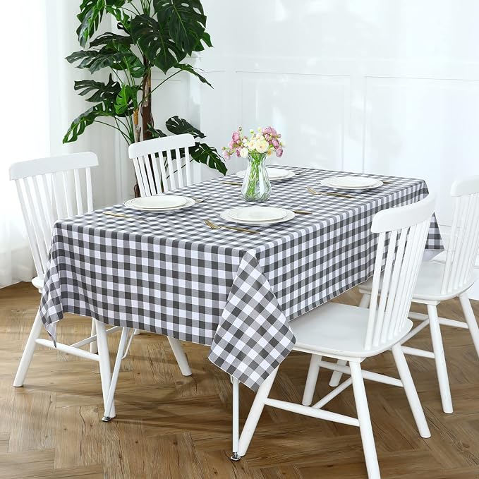 Romanstile Square Vinyl Tablecloth, 100% Waterproof Buffalo Gingham Plastic - Image 3
