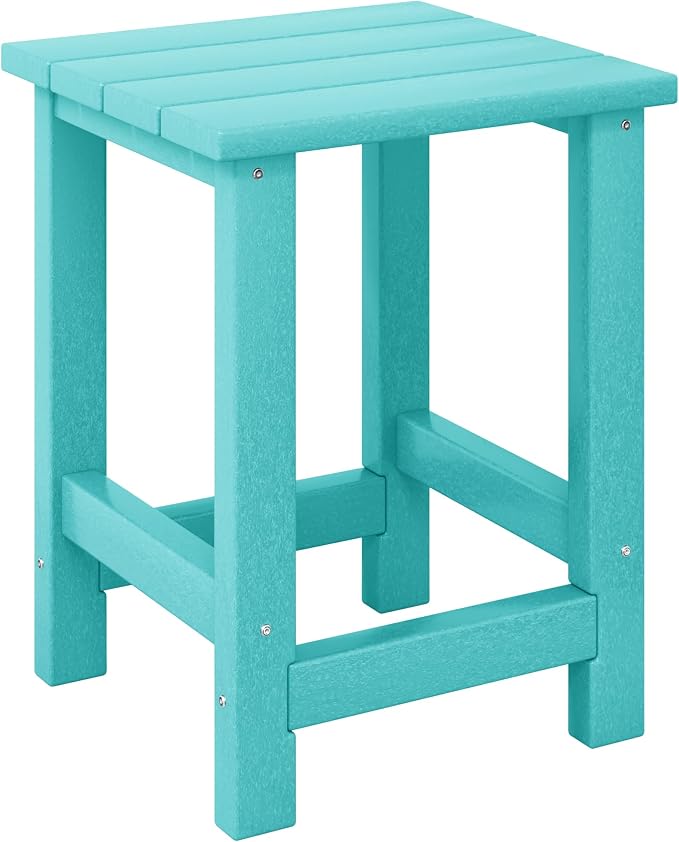 Costaelm Kids Outdoor Side Table, Small Patio HDPE Adirondack Square Table by Costaelm