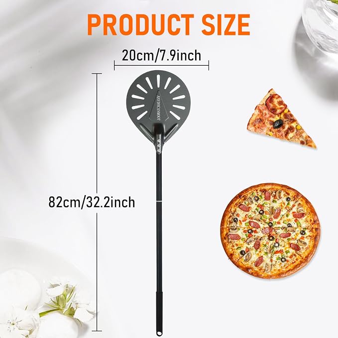 Perforated Pizza Peels 6 INCH pizza spatula paddle Long Handle Metal Pizza - Image 4