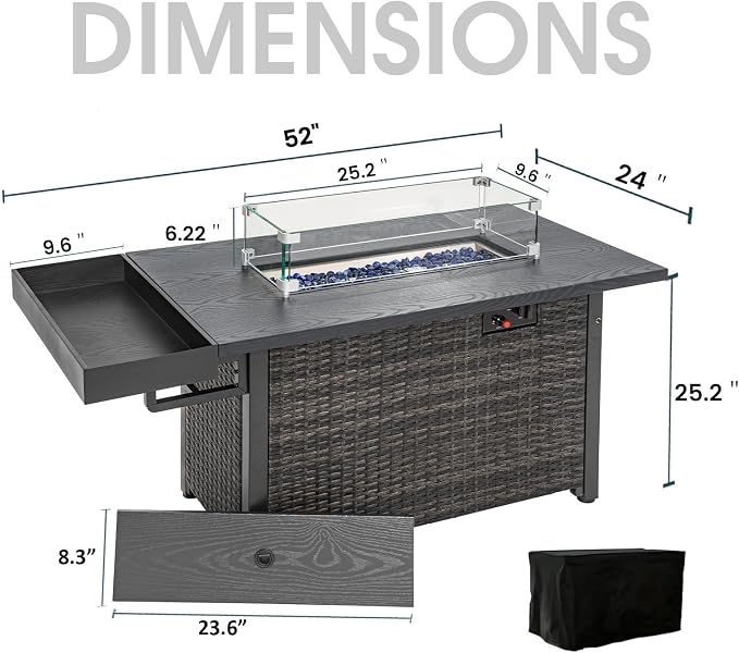 Sundale Outdoor 52 Inch Outdoor Fire Pit Table, 000 BTU Propane Fire Pits - Image 7
