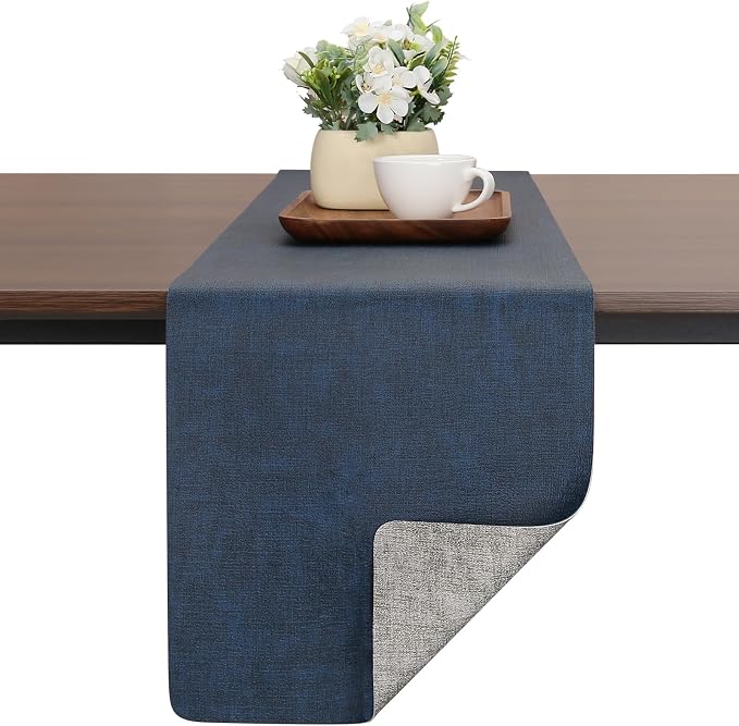 Table Runners 72 Inches Long, Dual-Sided Faux Leather Farmhouse Table Runner by Chitomars