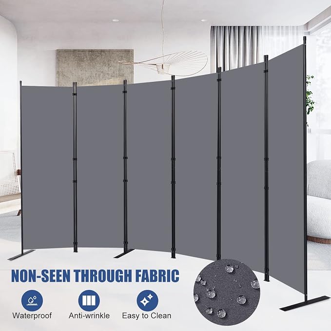 Room Divider and Folding Privacy Screens， 6 Panel Wide Room Divider Wall Screen - Image 3