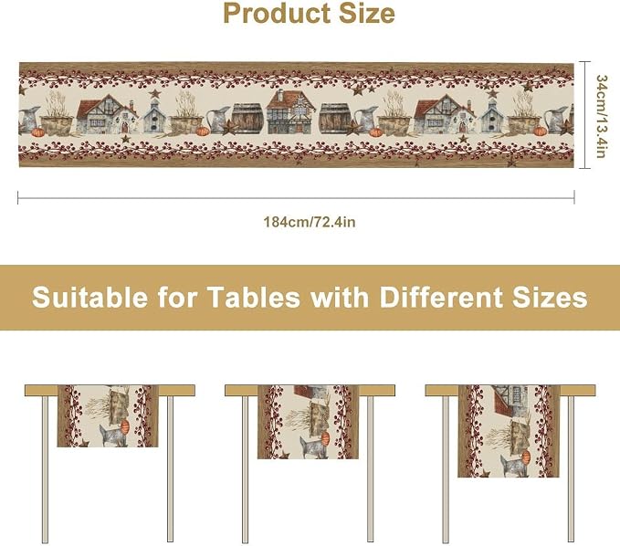 Western Texas Table Runner, Rustic Farmhouse Country Barn Berry Vintage Rural - Image 8