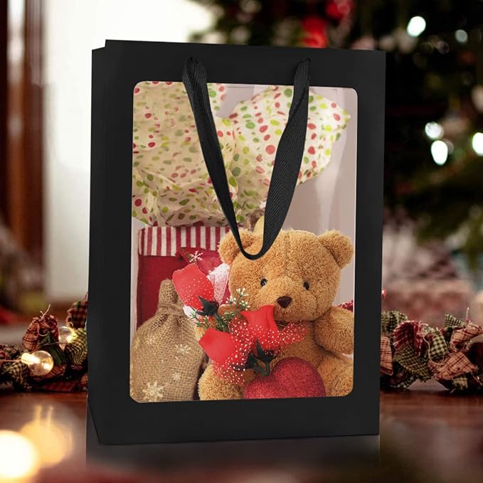 BallHull 12 Pcs Black Kraft Paper Gift Bags - Image 5