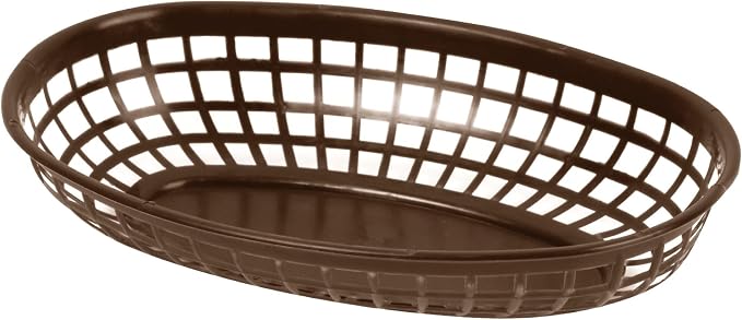TrueCraftware- 9-3/8" Oval Fast Food Basket Brown Plastic Set of 12- Fry Fast - Image 2