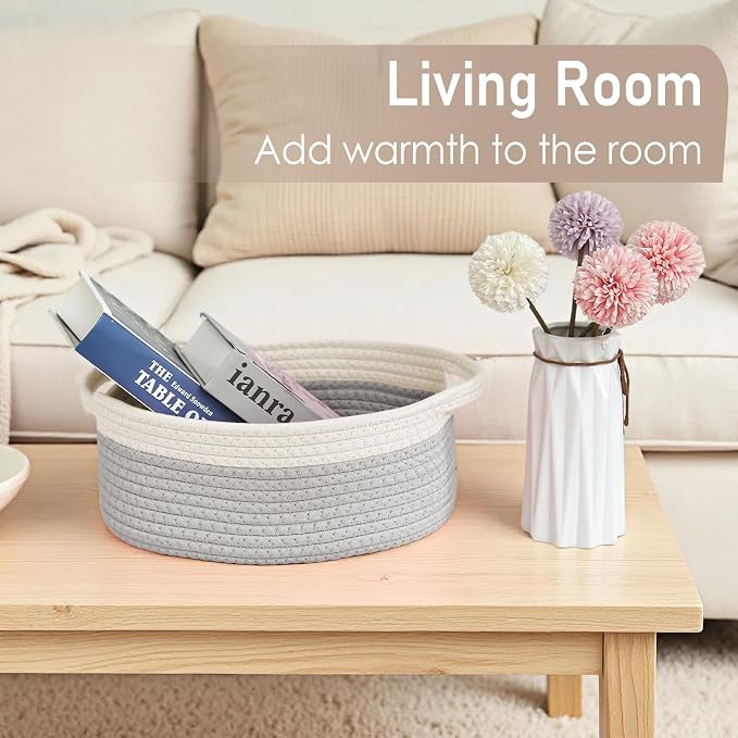 Woven Basket, Small Rope Storage Bin - Image 7