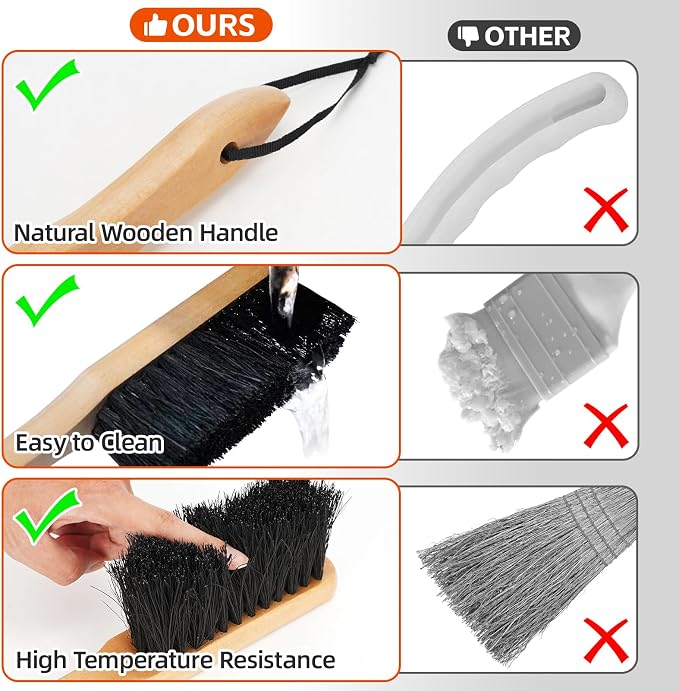Fireplace Ash Shovel and Brush Set, Coal Shovel and Hearth Brush Set, Fireplace - Image 5