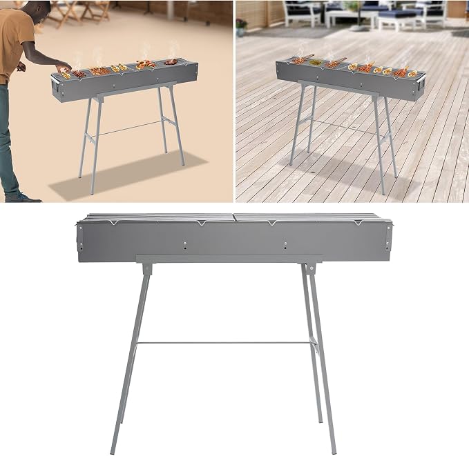 Portable Charcoal Grill, Folding Camping Barbecue Grill, Outdoor Stainless - Image 6