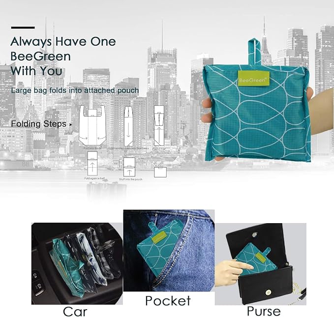 BeeGreen Geometry Reusable Grocery Bags Bulk 6 Packs X-Large, Reusable Shopping - Image 5