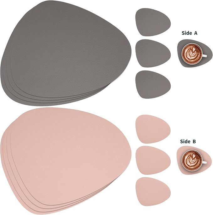 Myir JUN Placemats, Dual-Sided Placemats Waterproof Faux Leather Placemats Set - Image 2