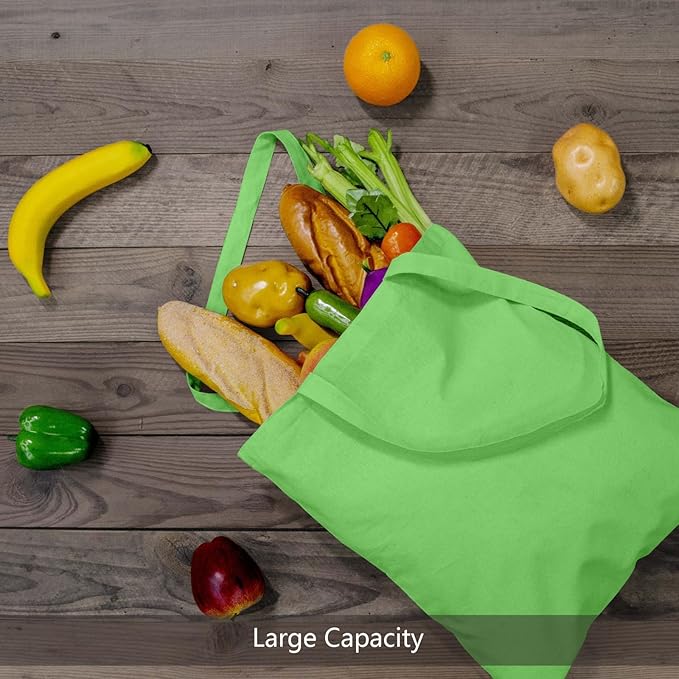 TOPDesign 12-Pack Economical 16"x15" Baby Green Cotton Tote Bags, Lightweight - Image 5