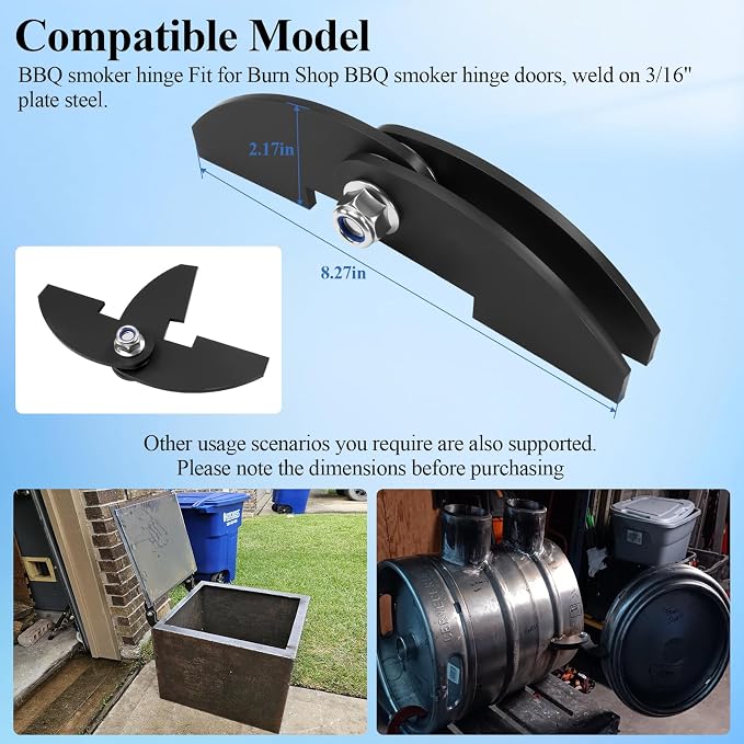 2 Pcs 8 x 2 1/4" Large Heavy Duty BBQ Smoker Hinge, Compatible - Image 3