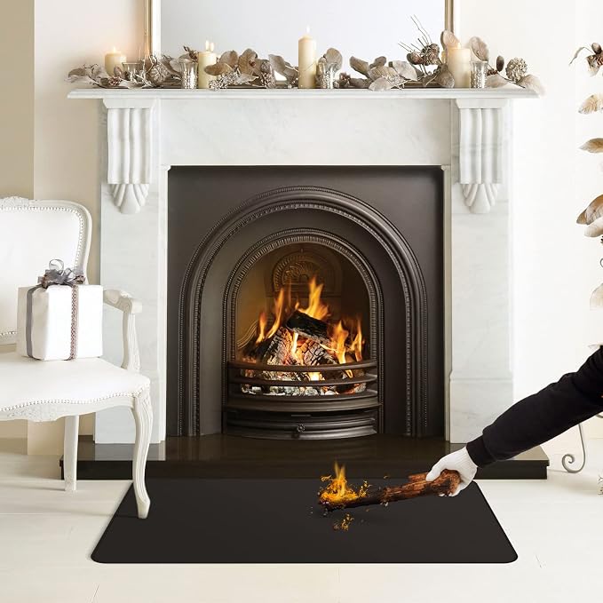 FLASLD Fireproof Fireplace Mat Hearth Rug 24×42inch, Fire Resistent Gas Grill - Image 2