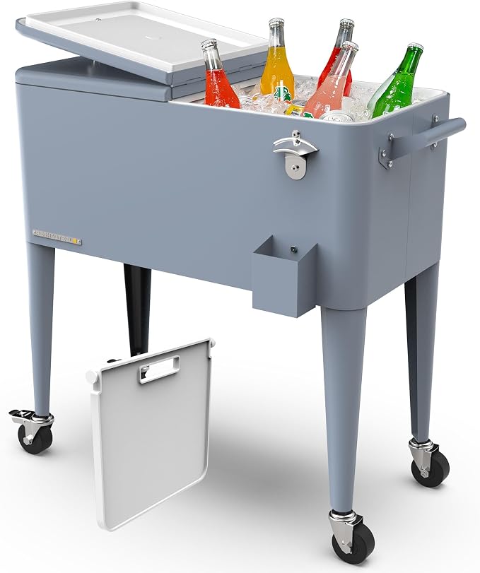 Permasteel 80 Quart Party Cooler, Rolling Ice Chest by Permasteel