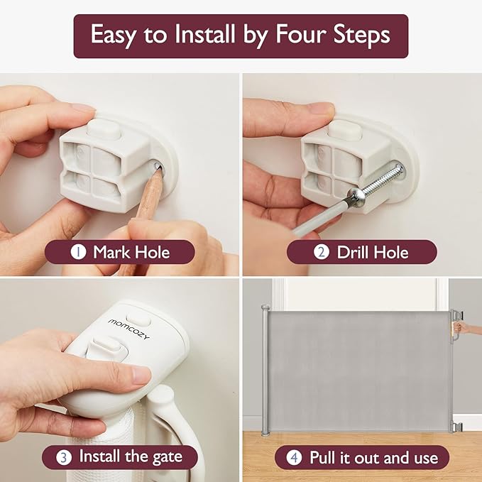 Retractable Baby Gate, Momcozy Extra Wide Mesh Baby Gates - Image 2