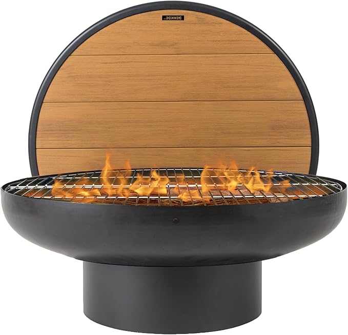 DENKOE 32 Inch Round Fire Pit Table by DENKOE