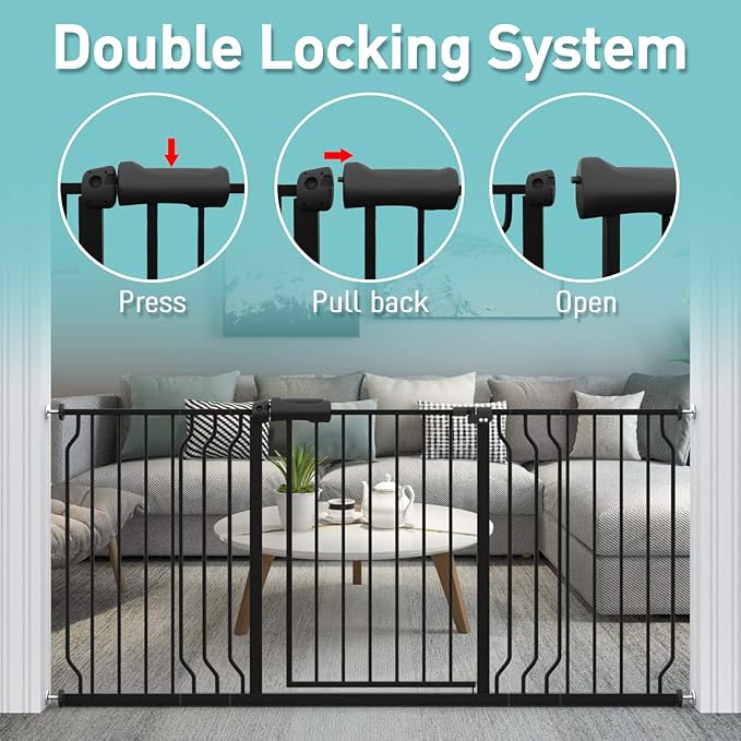 WAOWAO Baby Gate 48.03-52.76" Extra Wide Pressure Mounted Walk Through Swing - Image 4