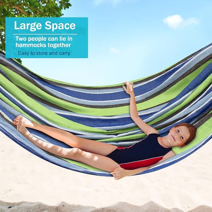 Camping Hammock with 320G Canvas, 550 lb Capacity, Light Green